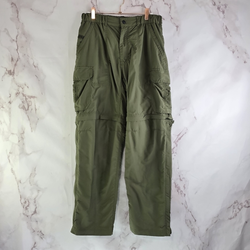 REI Pants Mens 30 X 29 Green Convertible Zip Off Nylon Hiking Ripstop